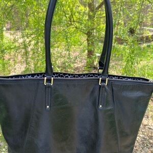 Banana Republic Large Classic Black Leather Jess Tote Handbag -